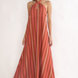 Cheer Backless Halter Maxi Dress Pink Multi