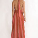 Cheer Backless Halter Maxi Dress Pink Multi