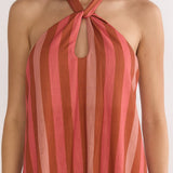 Cheer Backless Halter Maxi Dress Pink Multi