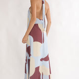 Mireille Backless Halter Maxi Dress Print Chocolate