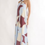 Mireille Backless Halter Maxi Dress Print Chocolate