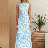 Made For You Scoop Back Maxi Dress Floral Blue