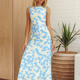 Made For You Scoop Back Maxi Dress Floral Blue