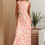Made For You Scoop Back Maxi Dress Floral Pink