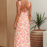 Made For You Scoop Back Maxi Dress Floral Pink