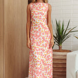 Made For You Scoop Back Maxi Dress Floral Pink