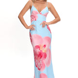 Floating Strappy Low Back Maxi Dress Orchid Blue