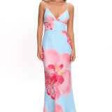 Floating Strappy Low Back Maxi Dress Orchid Blue