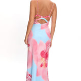 Floating Strappy Low Back Maxi Dress Orchid Blue