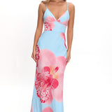 Floating Strappy Low Back Maxi Dress Orchid Blue