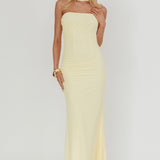 Truth Be Told Reverse Halter Maxi Dress Butter