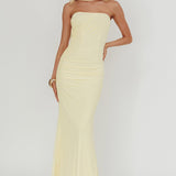 Truth Be Told Reverse Halter Maxi Dress Butter