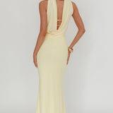 Truth Be Told Reverse Halter Maxi Dress Butter