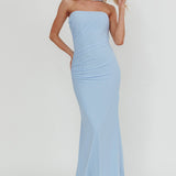 Truth Be Told Reverse Halter Maxi Dress Blue