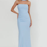 Truth Be Told Reverse Halter Maxi Dress Blue