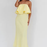 Nerina Strapless Ruffle Neckline Maxi Dress Panna Cotta