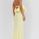 Nerina Strapless Ruffle Neckline Maxi Dress Panna Cotta