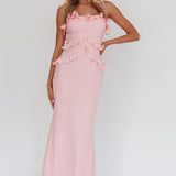 On A Roll Frill Trim Maxi Dress Pink