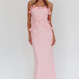 On A Roll Frill Trim Maxi Dress Pink