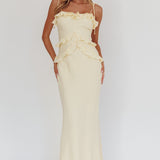 On A Roll Frill Trim Maxi Dress Yellow
