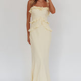 On A Roll Frill Trim Maxi Dress Yellow