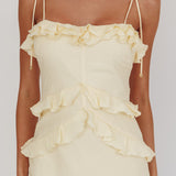 On A Roll Frill Trim Maxi Dress Yellow