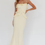 On A Roll Frill Trim Maxi Dress Yellow