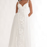 Serifine Floral Embellished Bow Maxi Dress White