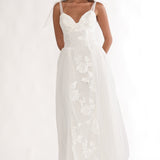 Serifine Floral Embellished Bow Maxi Dress White