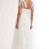 Serifine Floral Embellished Bow Maxi Dress White