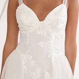Serifine Floral Embellished Bow Maxi Dress White