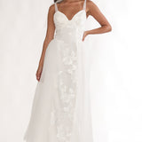 Serifine Floral Embellished Bow Maxi Dress White