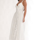 Serifine Floral Embellished Bow Maxi Dress White