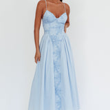 Serifine Floral Embellished Maxi Dress Blue