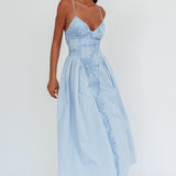Serifine Floral Embellished Maxi Dress Blue