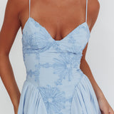 Serifine Floral Embellished Maxi Dress Blue