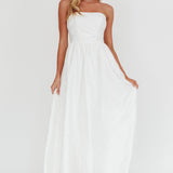 Anushka Strapless Empire Maxi Dress Jacquard White