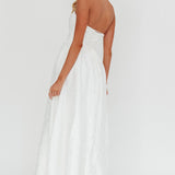 Anushka Strapless Empire Maxi Dress Jacquard White