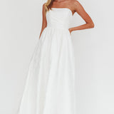 Anushka Strapless Empire Maxi Dress Jacquard White