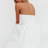 Anushka Strapless Empire Maxi Dress Jacquard White