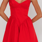 Star Signs Lace-Up Back Mini Dress Red