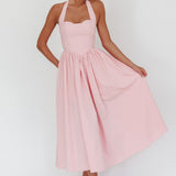 Get My Attention Halterneck Maxi Dress Pink