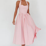Get My Attention Halterneck Maxi Dress Pink