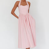 Get My Attention Halterneck Maxi Dress Pink