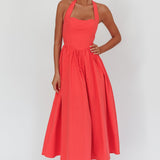 Get My Attention Halterneck Maxi Dress Red
