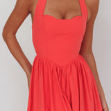 Get My Attention Halterneck Maxi Dress Red