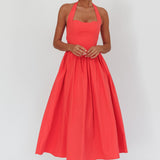 Get My Attention Halterneck Maxi Dress Red