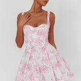 Get My Attention Off-Shoulder Mini Dress Floral Pink