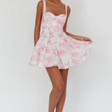 Get My Attention Off-Shoulder Mini Dress Floral Pink