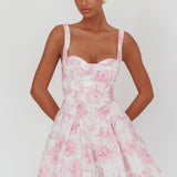 Get My Attention Off-Shoulder Mini Dress Floral Pink